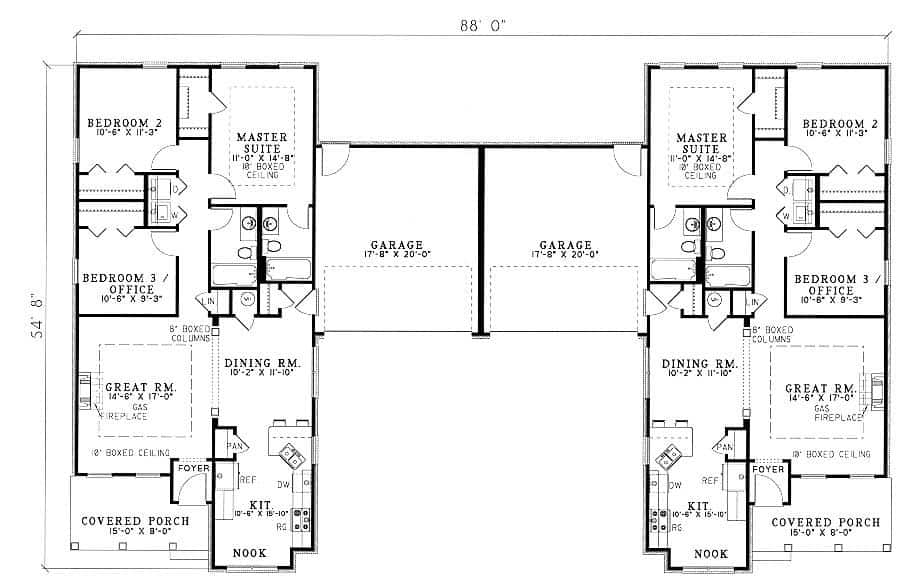 Floor Plan Main Level of Multi-Unit Plan #153-1594