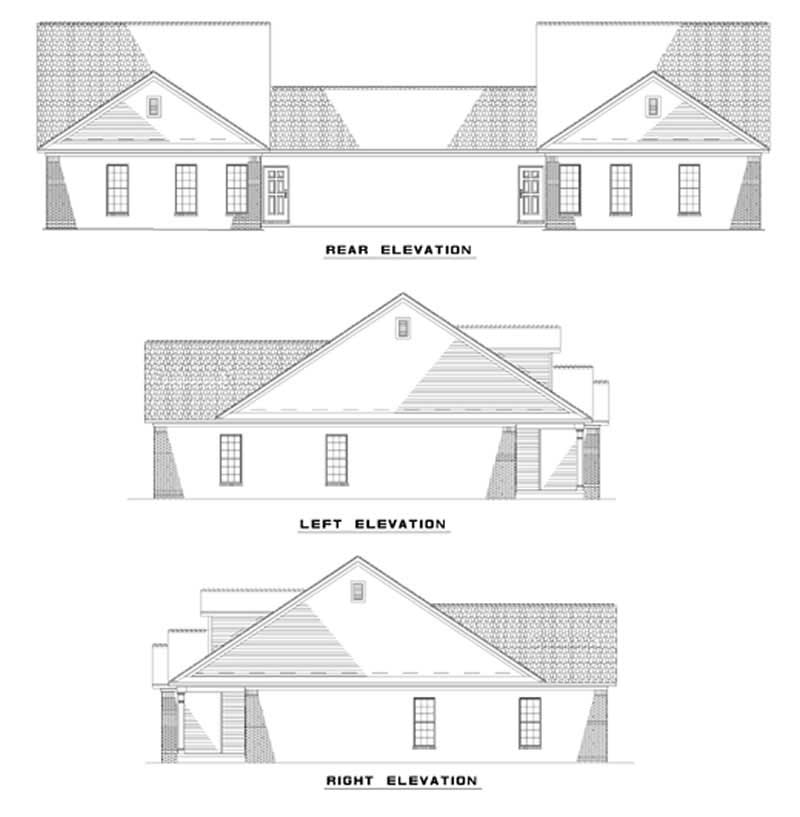 Home Plan Rear Elevation of this 6-Bedroom,1279 Sq Ft Plan -153-1594