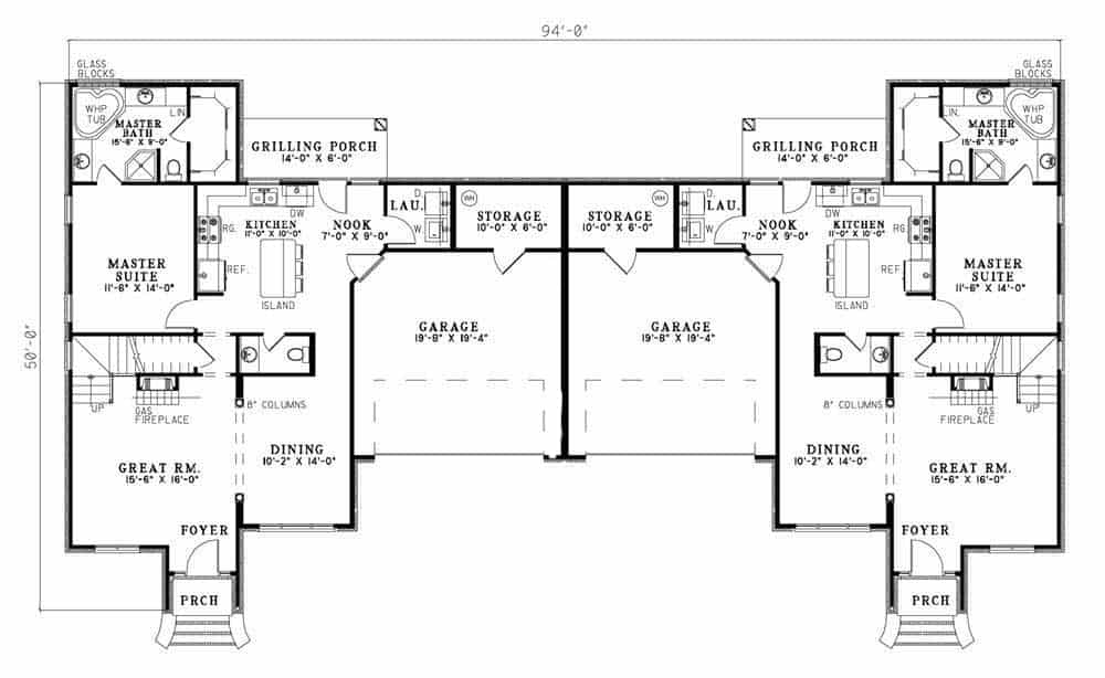 Floor Plan First Story of Multi-Unit Plan #153-1595