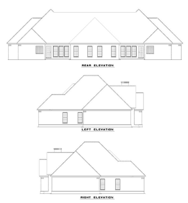 Home Plan Rear Elevation of this 3-Bedroom,1683 Sq Ft Plan -153-1595