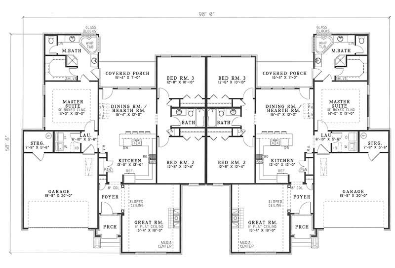 Floor Plan First Story of Multi-Unit Plan #153-1596