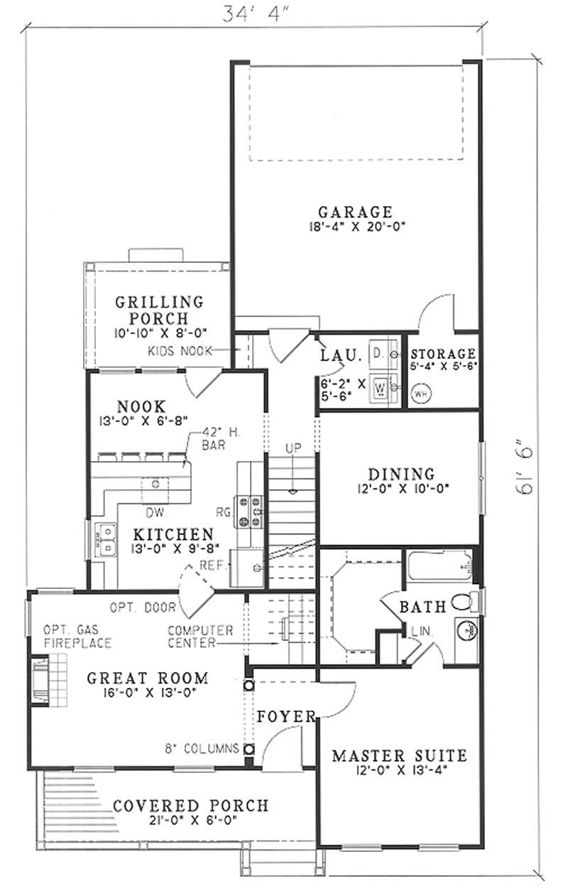 Floor Plan First Story of Country Plan #153-1598