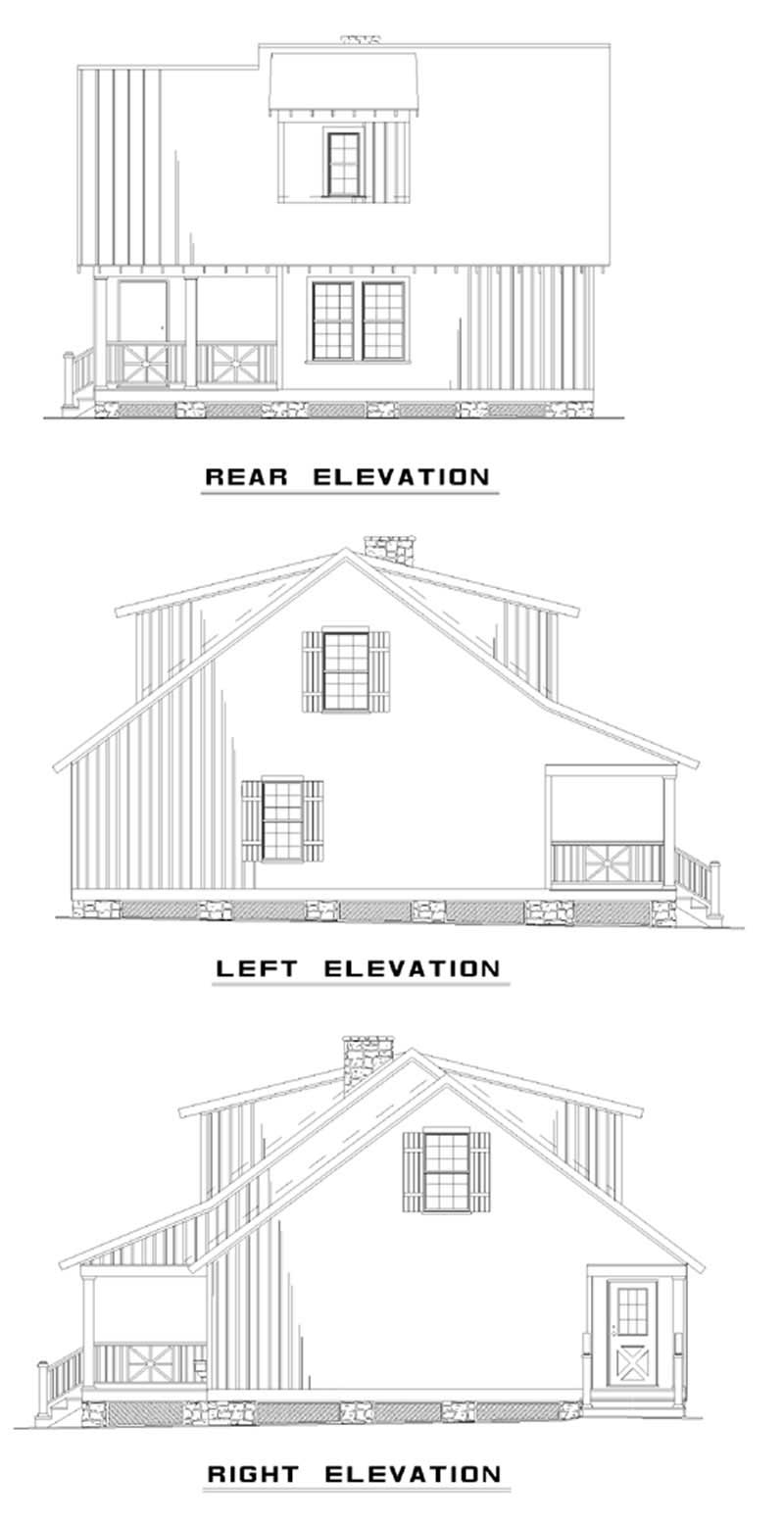 Home Plan Rear Elevation of this 3-Bedroom,1397 Sq Ft Plan -153-1601