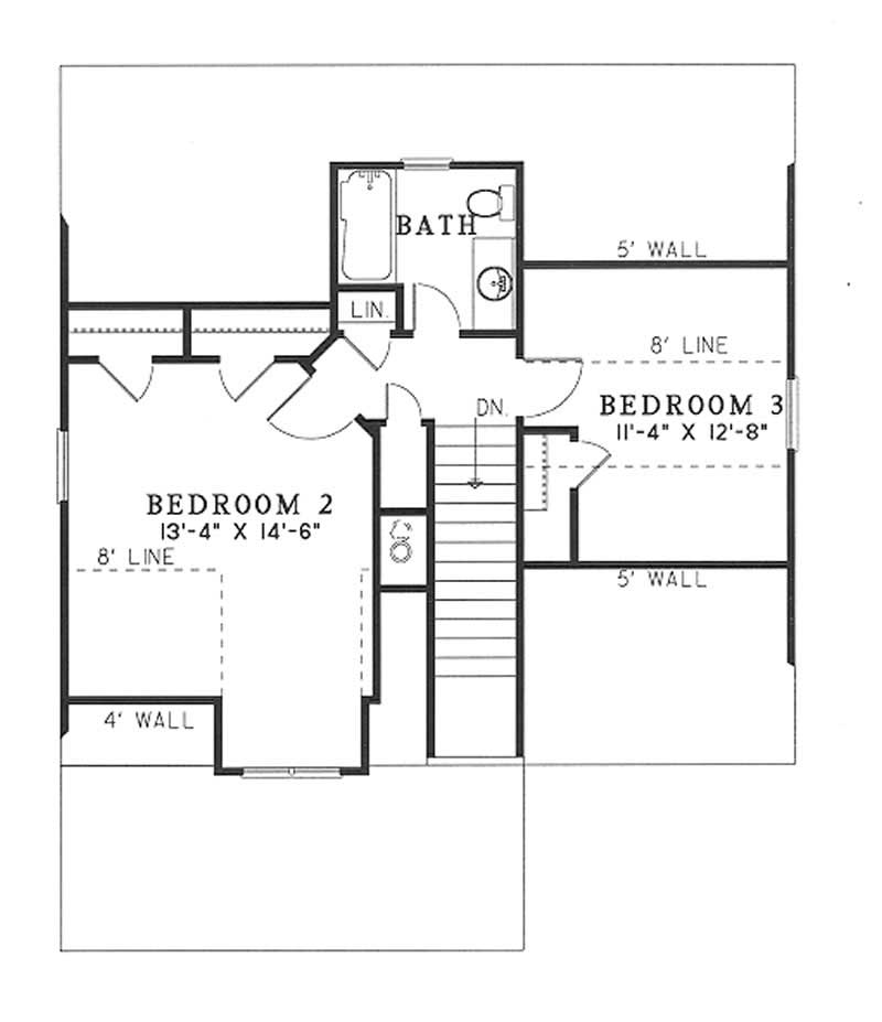 Floor Plan Second Story of Country Plan #153-1601