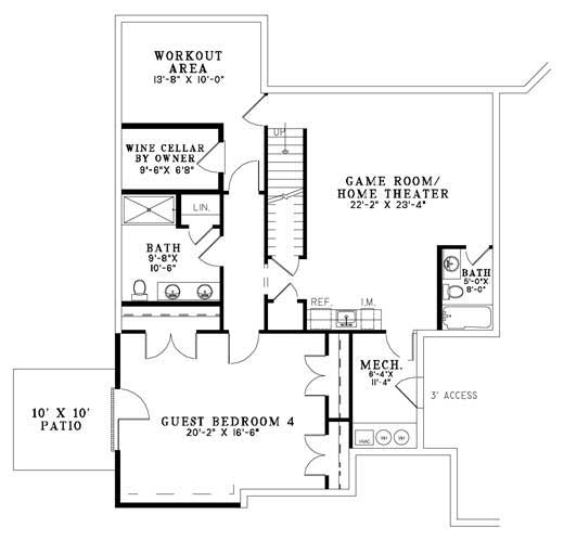 Floor Plan Basement of Luxury Plan #153-1602