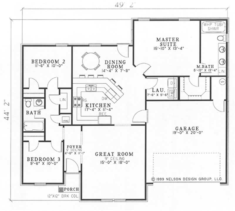 Floor Plan First Story of French Plan #153-1605