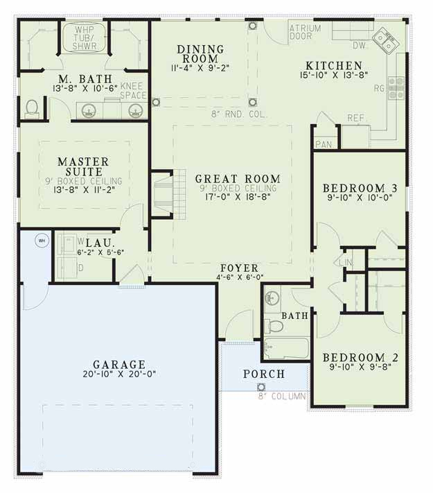 Floor Plan First Story of French Plan #153-1608