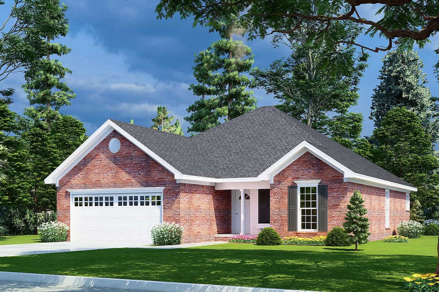 Right Side View of this 3-Bedroom, 1382 Sq Ft Plan - 153-1608