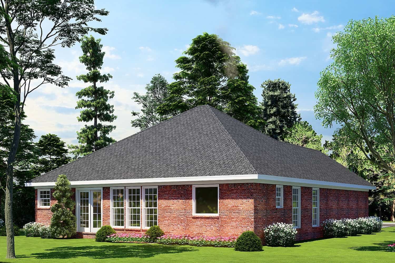 Rear View of this 3-Bedroom, 1382 Sq Ft Plan - 153-1608