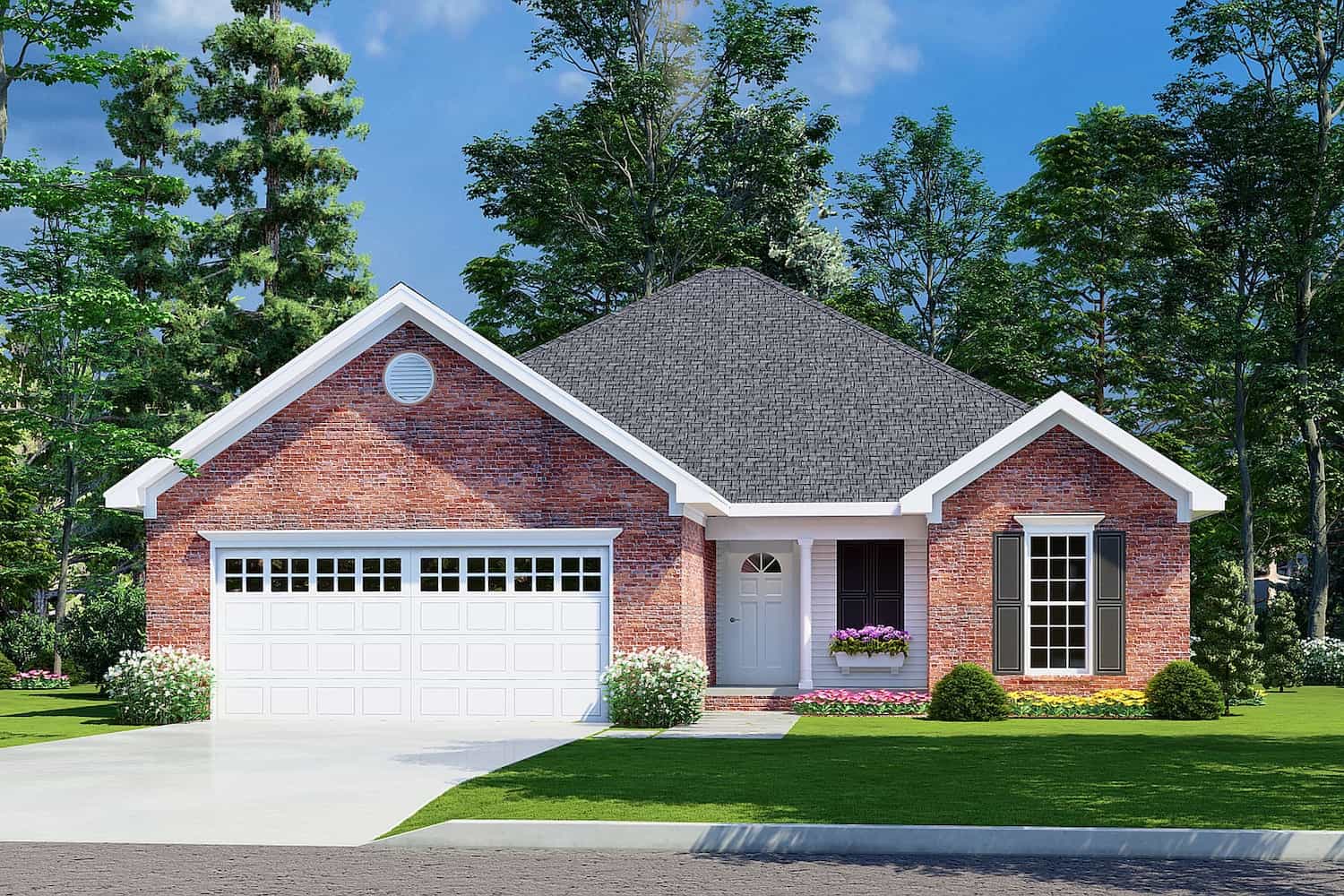 French brick house design (ThePlanCollection: Plan #153-1608)