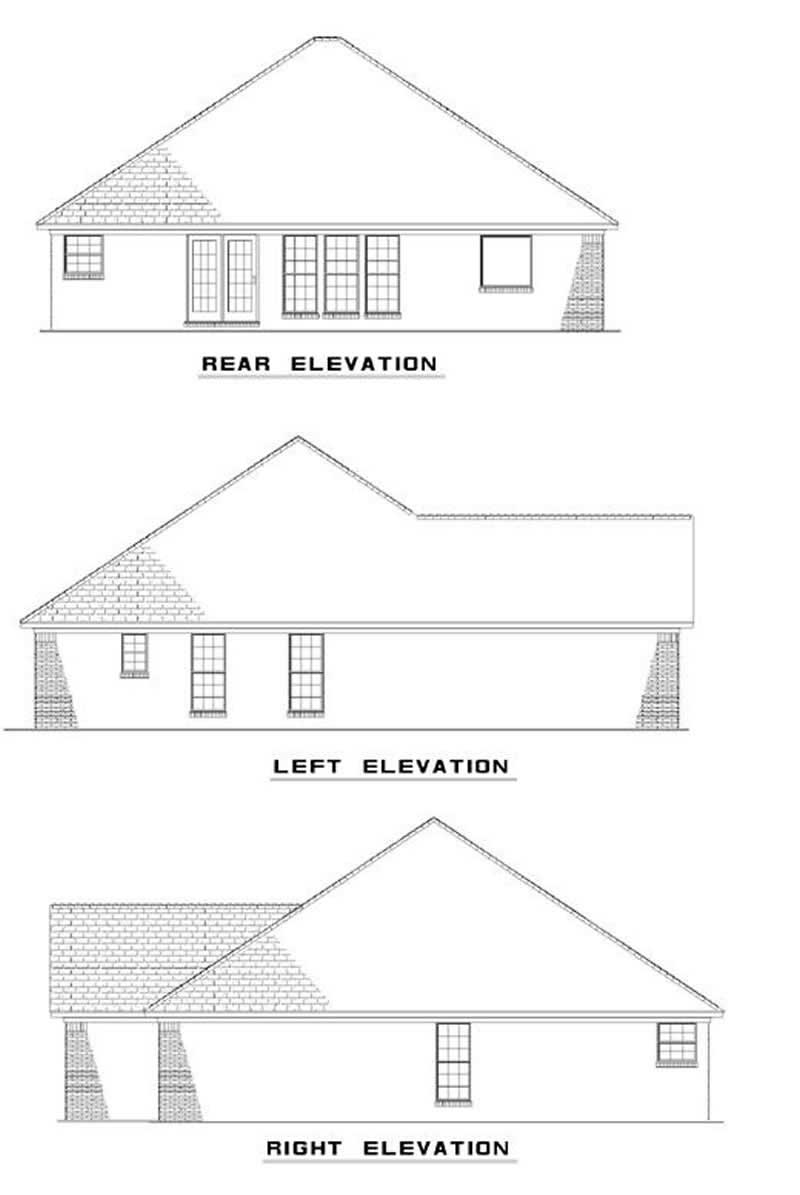 Home Plan Rear Elevation of this 3-Bedroom,1382 Sq Ft Plan -153-1608