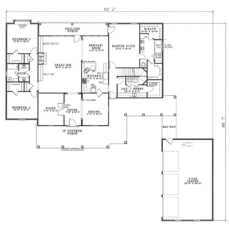 Floor Plan First Story of Country Plan #153-1609