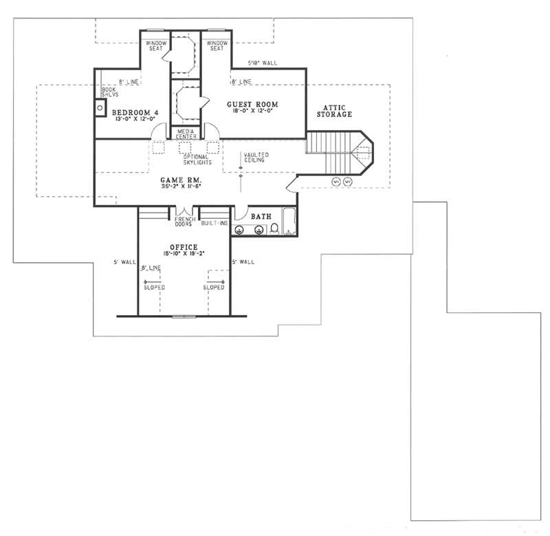 Floor Plan Second Story of Country Plan #153-1609