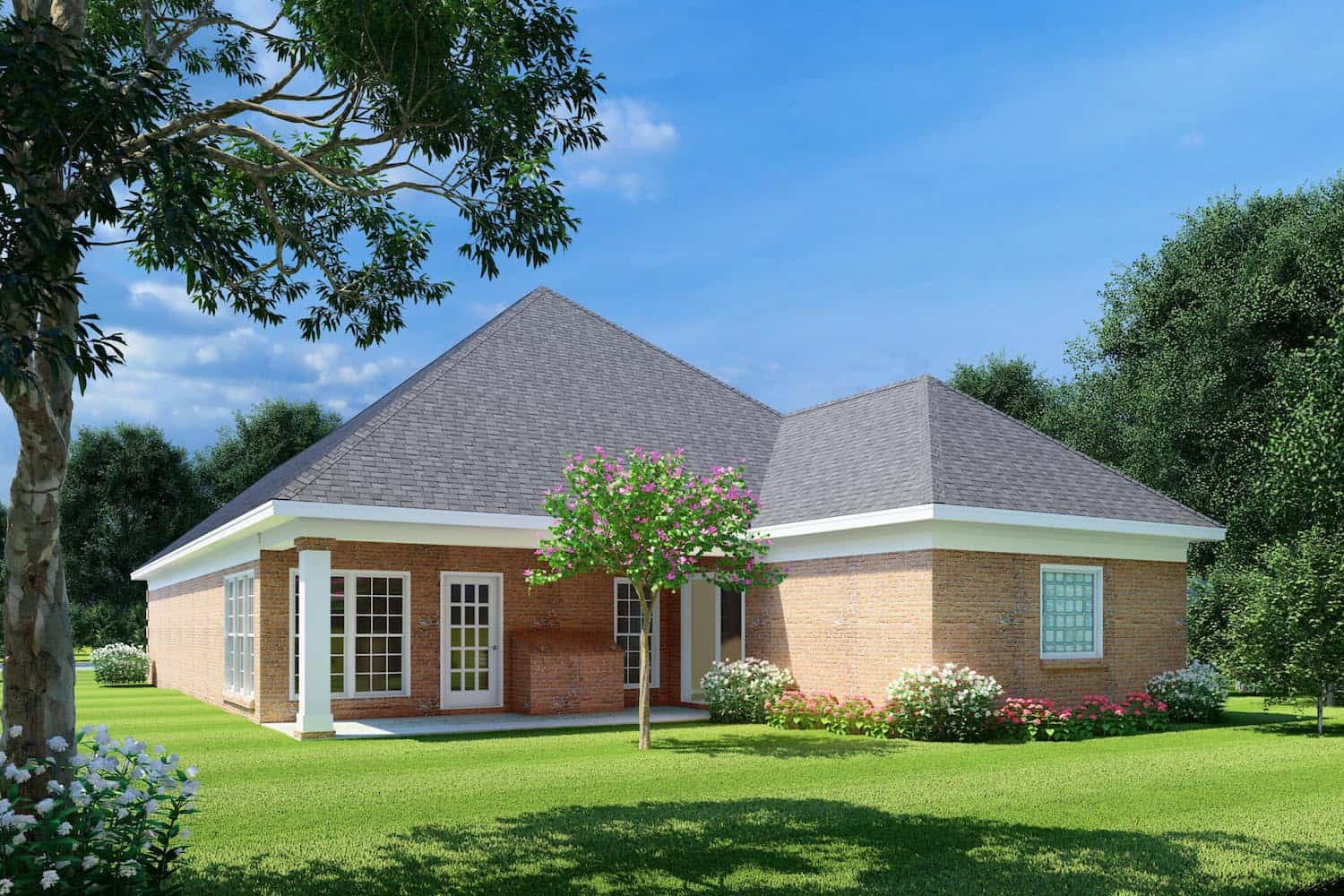 Rear View of this 3-Bedroom, 1608 Sq Ft Plan - 153-1614