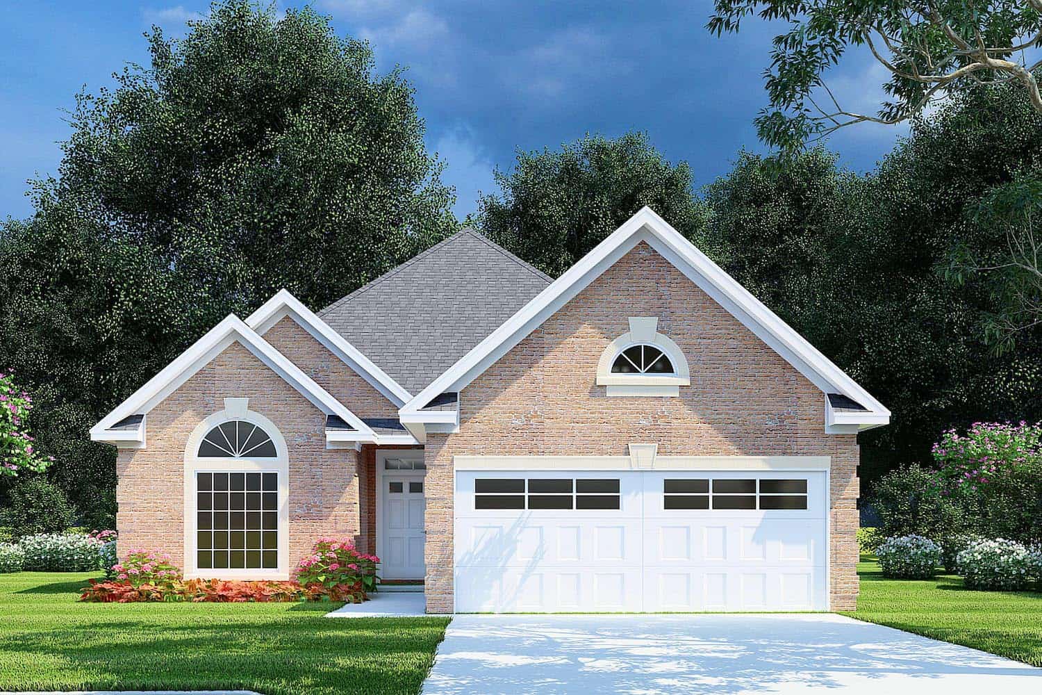 Ranch style house (ThePlanCollection: Plan #153-1614)