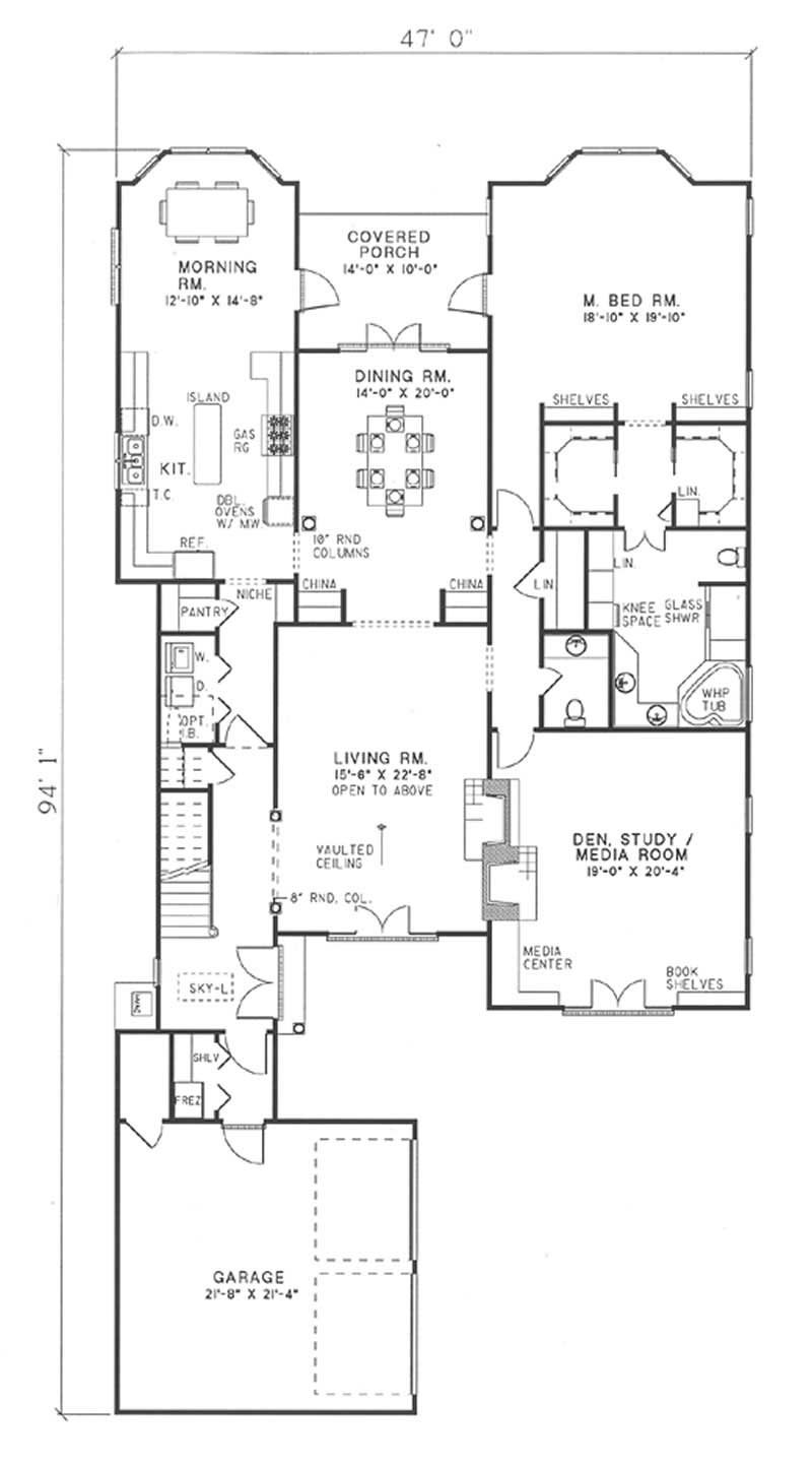 Floor Plan First Story of Craftsman Plan #153-1619