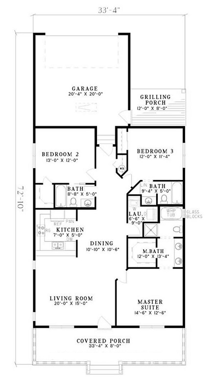 Floor Plan First Story of Ranch Plan #153-1621