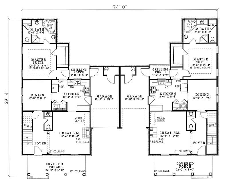 Floor Plan First Story of Multi-Unit Plan #153-1624