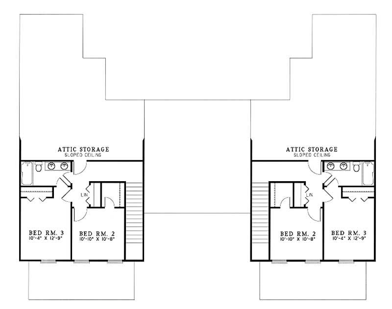 Floor Plan Second Story of Multi-Unit Plan #153-1624