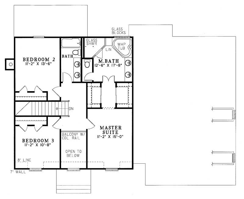 Floor Plan Second Story of Colonial Plan #153-1632