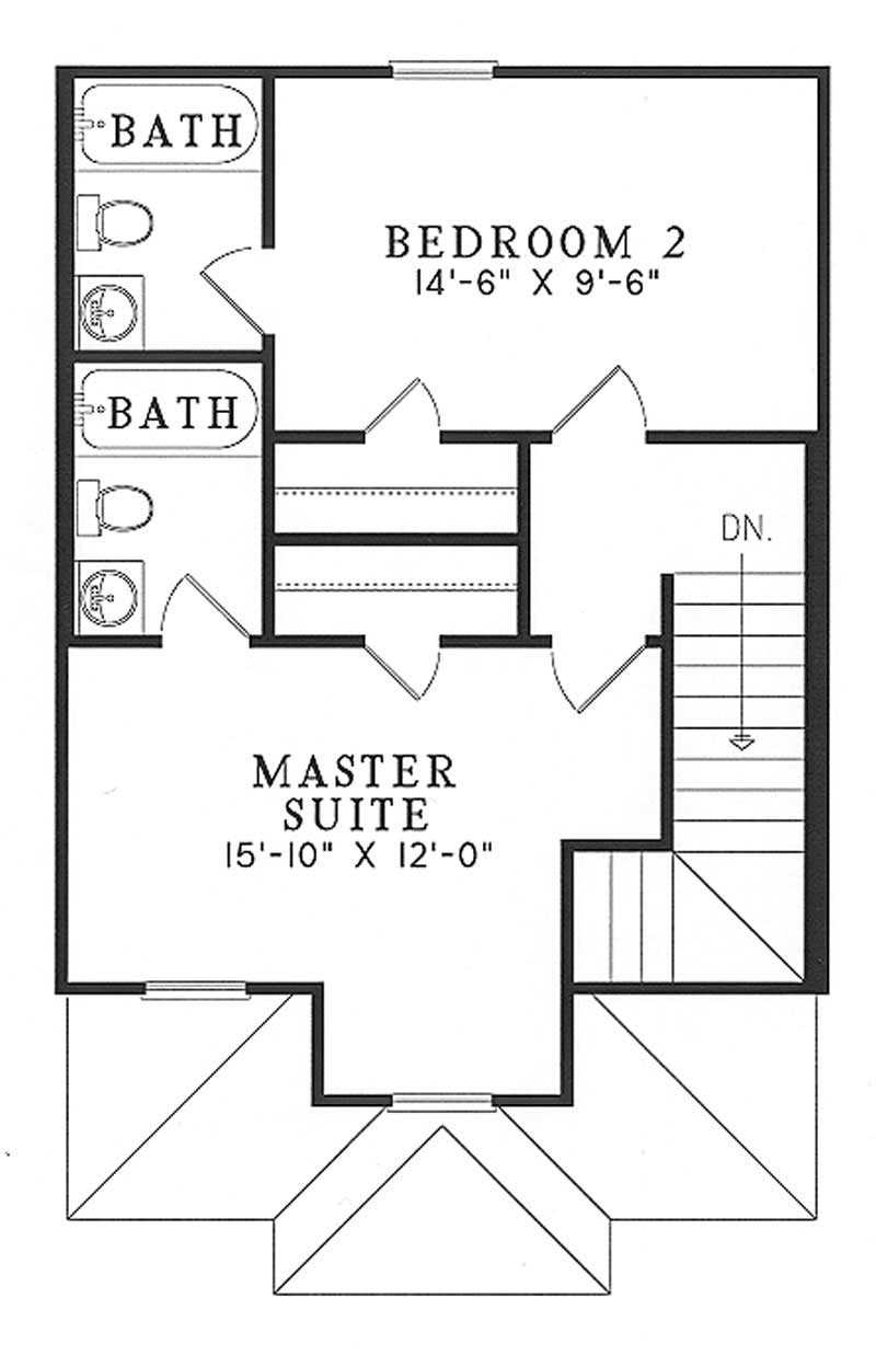 Floor Plan Second Story of Small House Plans #153-1634