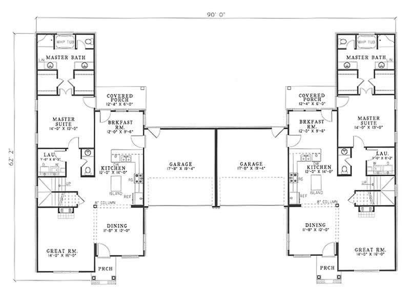 Floor Plan First Story of Multi-Unit Plan #153-1635