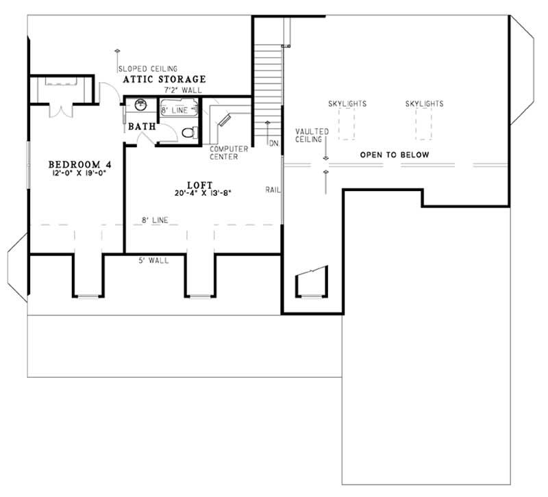 Floor Plan Second Story of Country Plan #153-1639