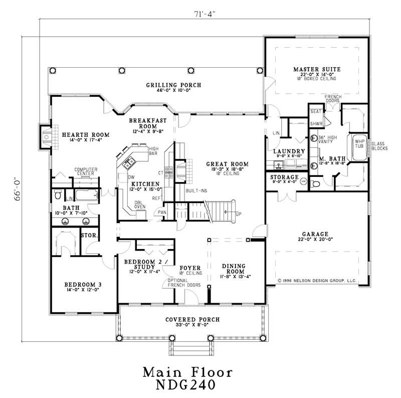 Floor Plan First Story of Country Plan #153-1640