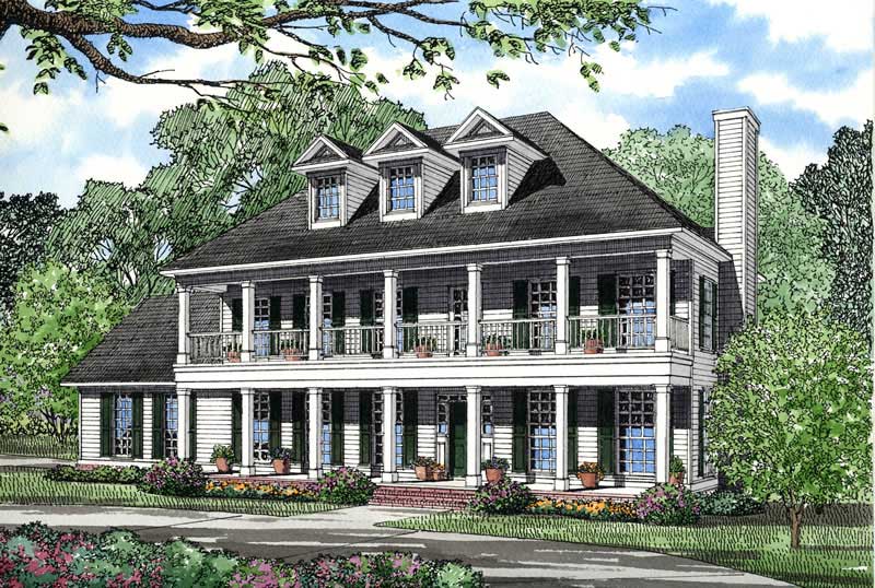 Front elevation of Southern home (ThePlanCollection: House Plan #153-1642)