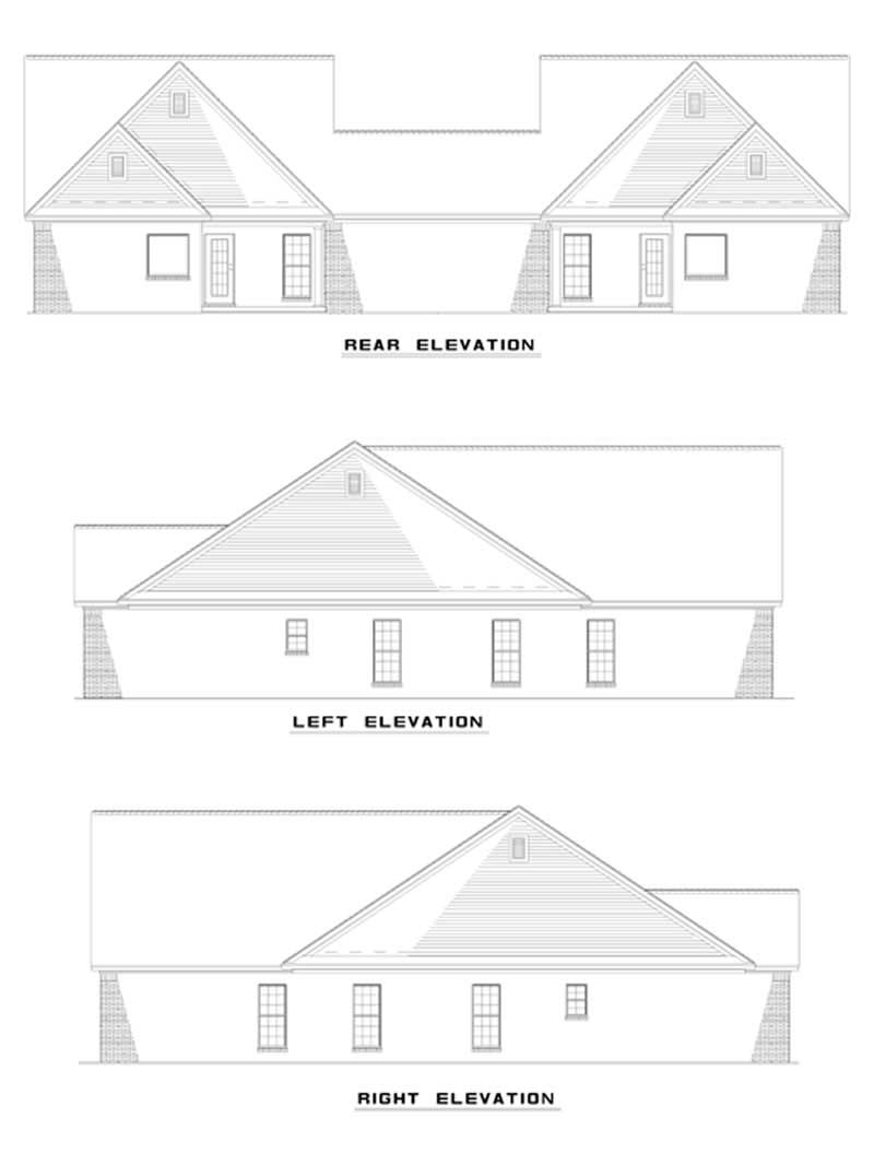 Home Plan Rear Elevation of this 6-Bedroom,1427 Sq Ft Plan -153-1646