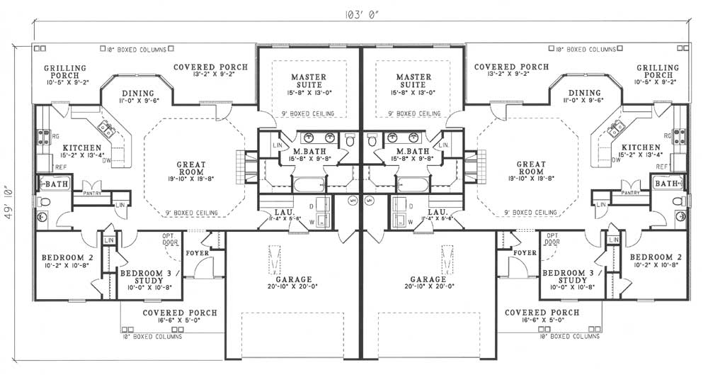 Floor Plan Main Level of Multi-Unit Plan #153-1647