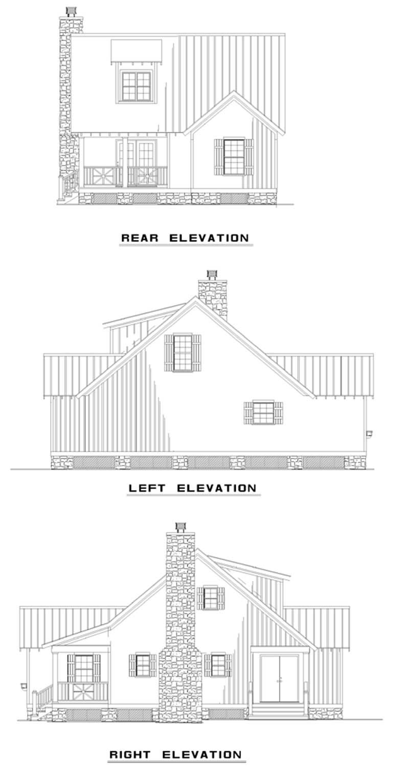 Home Plan Rear Elevation of this 2-Bedroom,1178 Sq Ft Plan -153-1648
