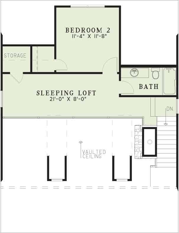 Floor Plan Upper Level of Country Plan #153-1649