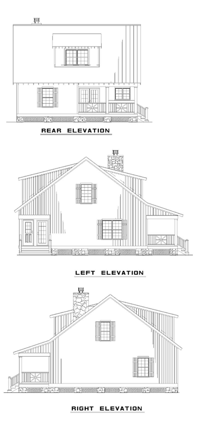 Home Plan Rear Elevation of this 2-Bedroom,1400 Sq Ft Plan -153-1649