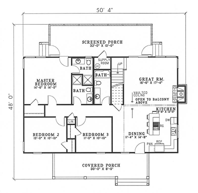 Floor Plan First Story of Country Plan #153-1650