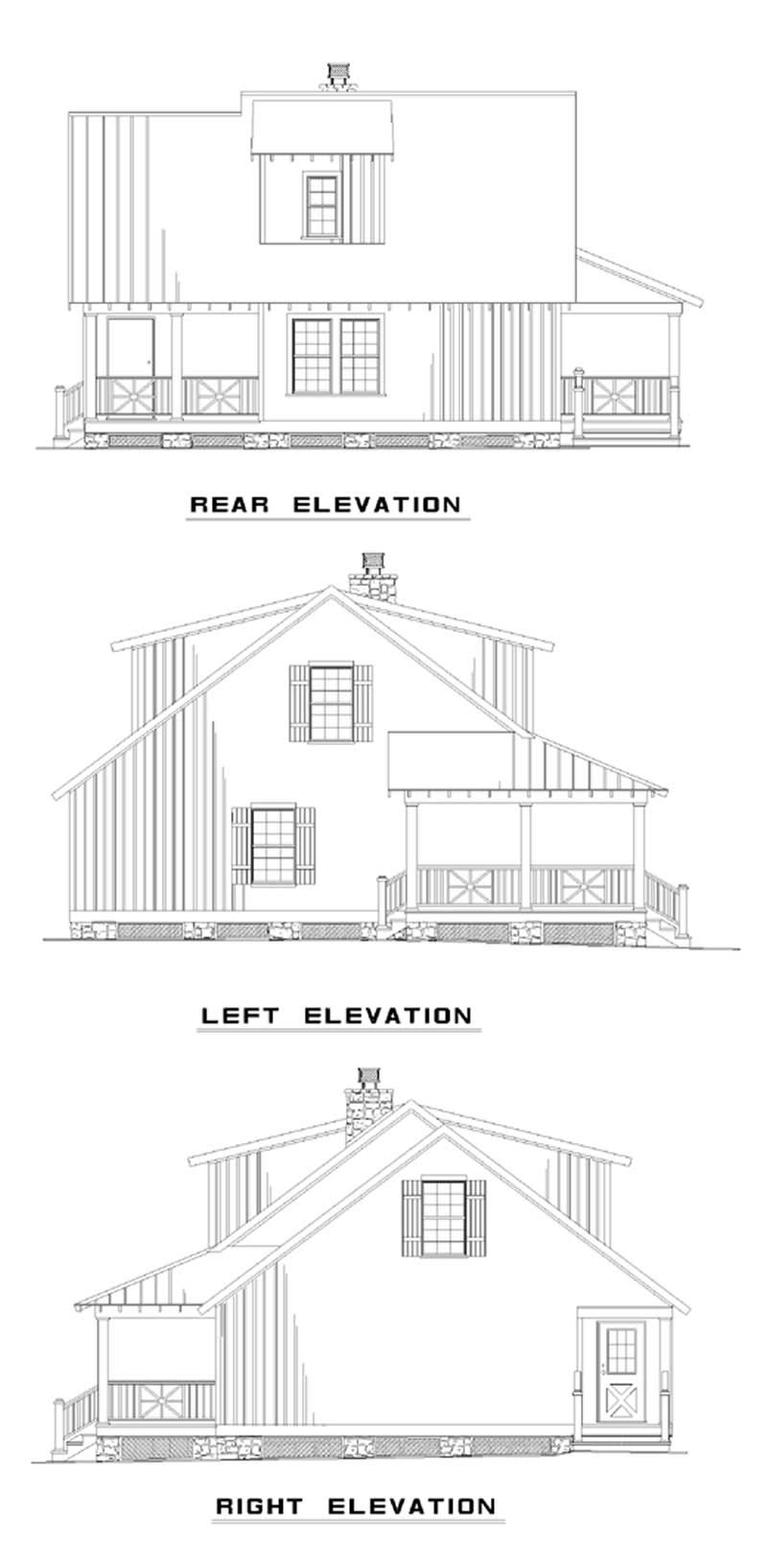 Home Plan Rear Elevation of this 3-Bedroom,1397 Sq Ft Plan -153-1651