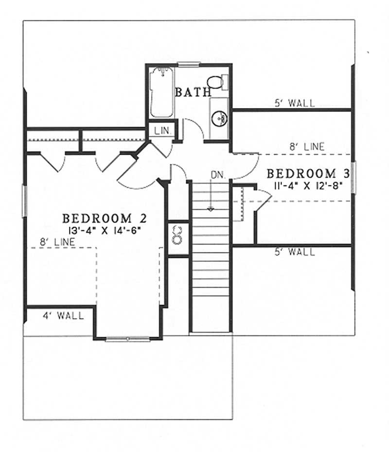 Floor Plan Second Story of Country Plan #153-1651
