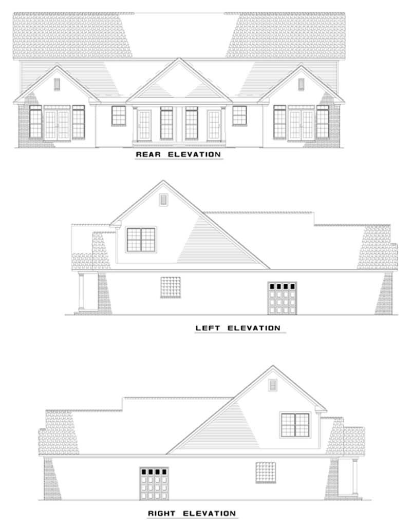 Home Plan Rear Elevation of this 6-Bedroom,1609 Sq Ft Plan -153-1652