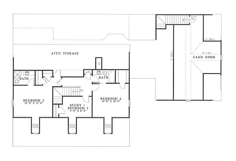 Floor Plan Second Story of Country Plan #153-1653