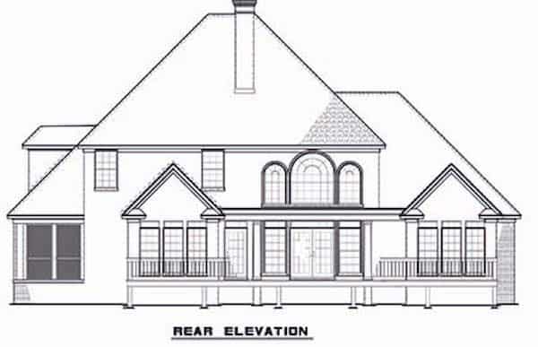 Home Plan Rear Elevation of this 3-Bedroom,3593 Sq Ft Plan -153-1654