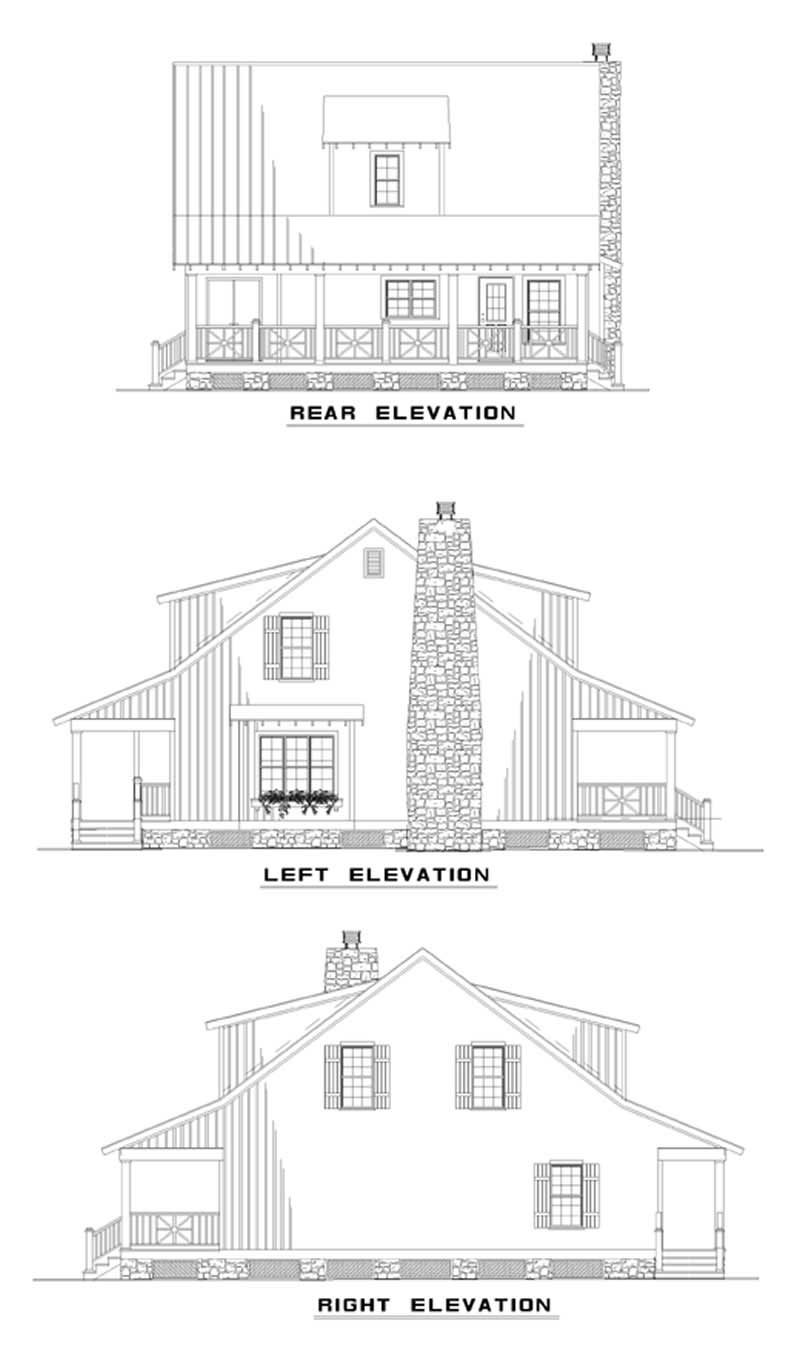 Home Plan Rear Elevation of this 3-Bedroom,1544 Sq Ft Plan -153-1656