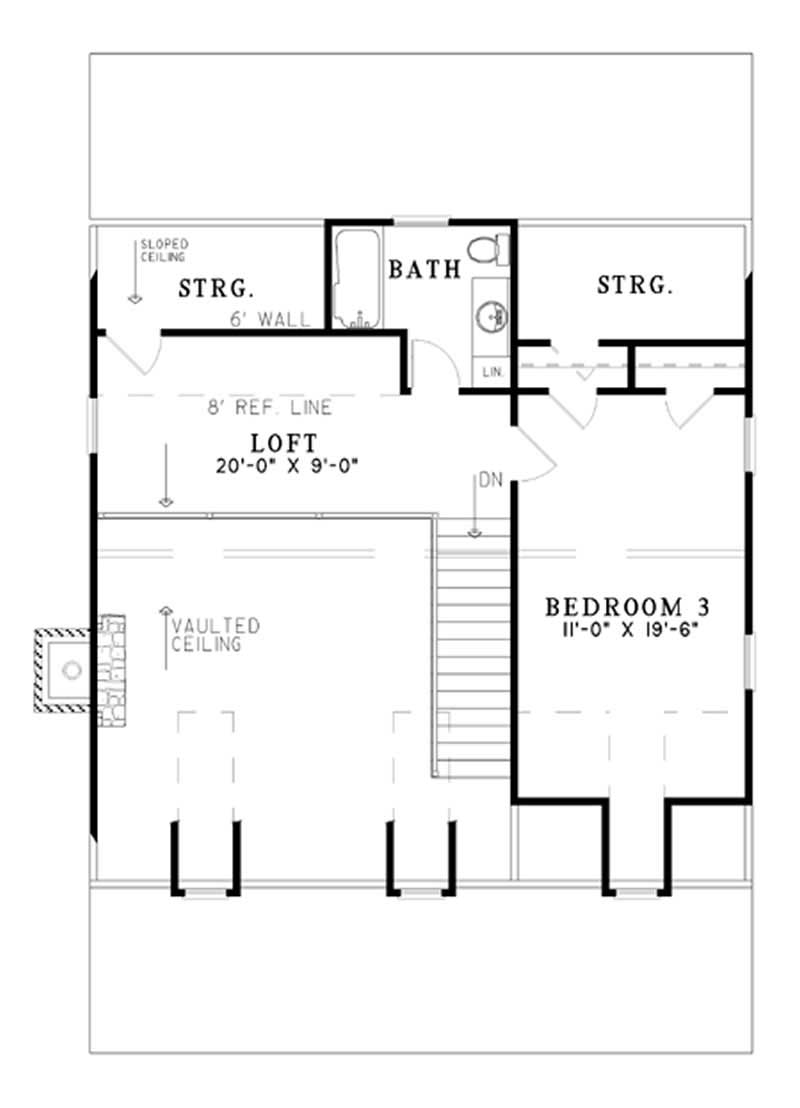 Floor Plan Second Story of Country Plan #153-1656