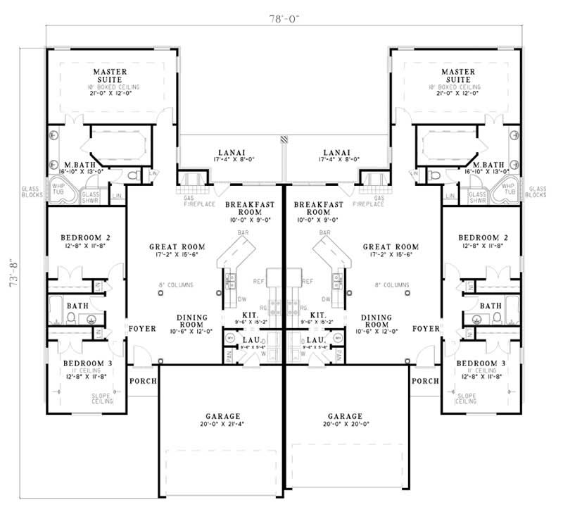 Floor Plan First Story of Multi-Unit Plan #153-1658