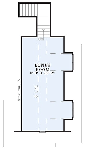 Floor Plan Bonus Room of Country Plan #153-1659