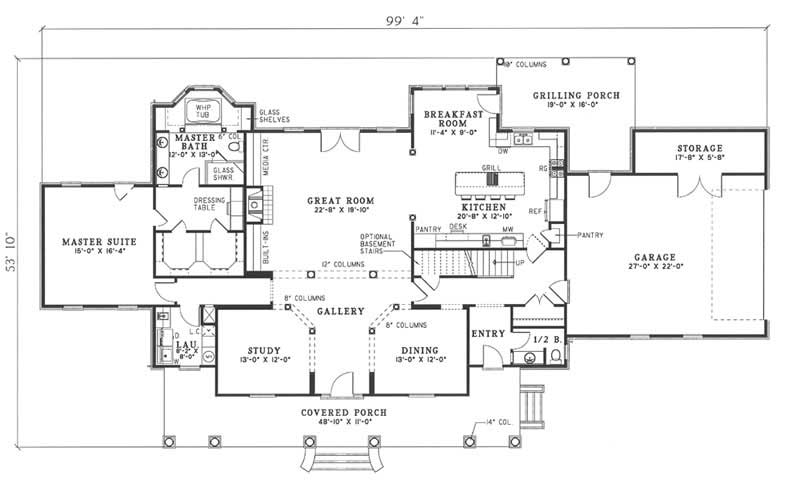 Floor Plan First Story of Country Plan #153-1661