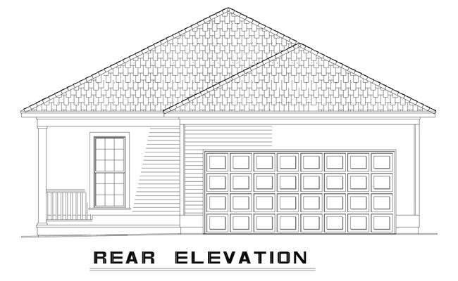 Home Plan Rear Elevation of this 2-Bedroom,1120 Sq Ft Plan -153-1663