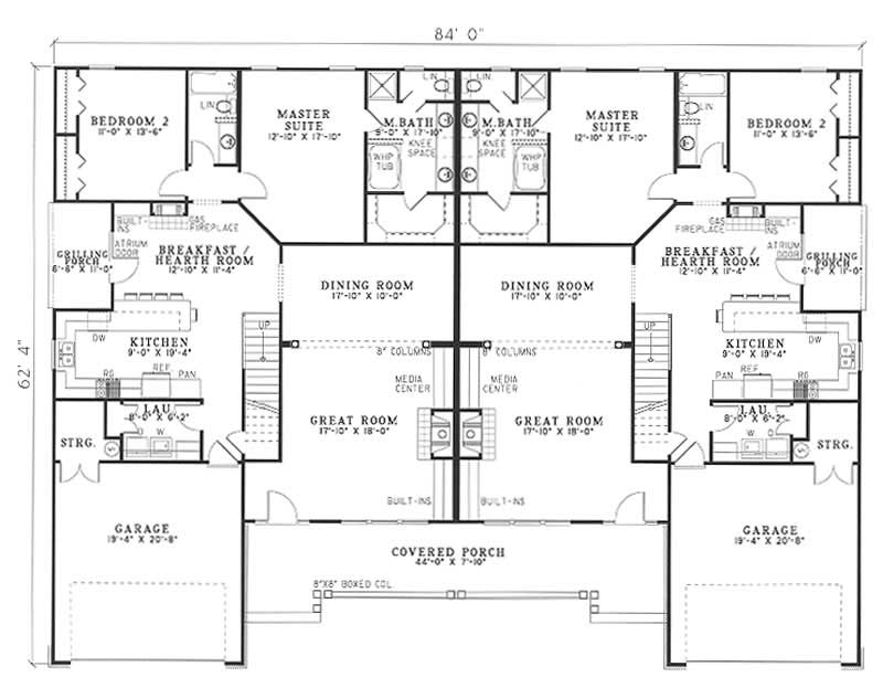 Floor Plan First Story of Multi-Unit Plan #153-1664