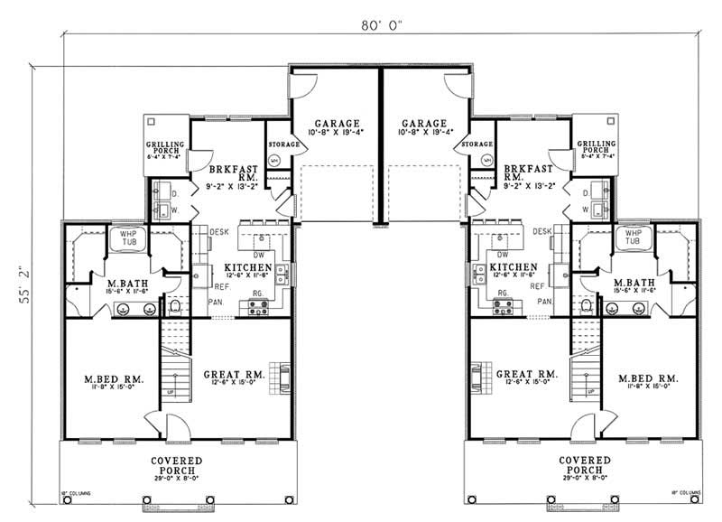Floor Plan First Story of Multi-Unit Plan #153-1665