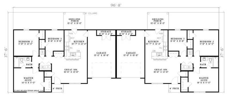 Floor Plan First Story of Multi-Unit Plan #153-1666