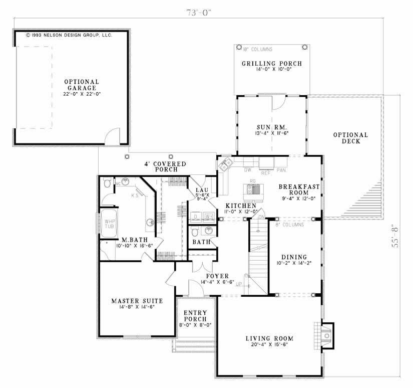 Floor Plan First Story of Country Plan #153-1667